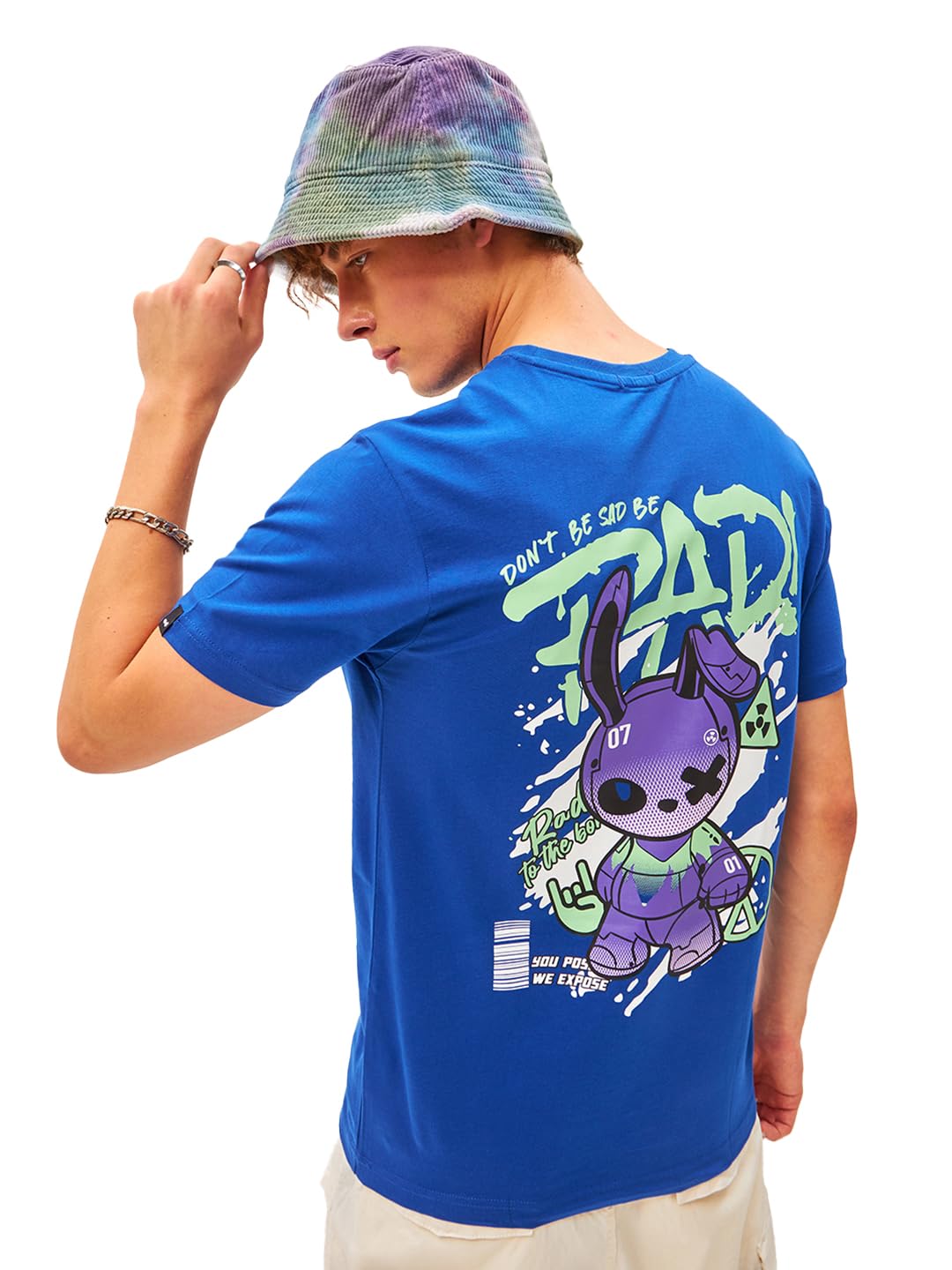 Bewakoof x Official Minions Merchandise Mens Be Rad! Graphic Print 100% Cotton T-Shirt- Regular Fit, Round Neck, Half Sleeves B