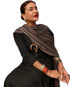 ANNI DESIGNER Womens Rayon Viscose Anarkali Solid Kurta with Pant & Dupatta (Avantika Black_M_Black_Medium)