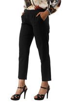 Digital Shopee Women Cotton Regular Fit Elastic Waist Casual Ankle Pant Trouser With Two Side Pocket Black