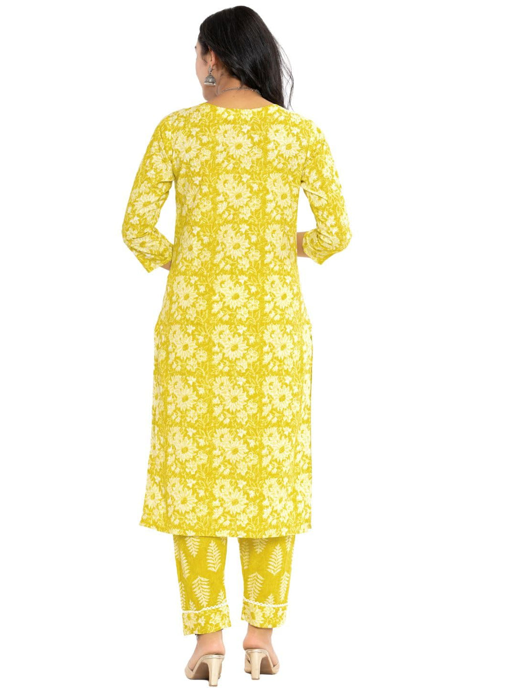 rytras Womens Cotton Printed Straight Kurta with Palazzo Pant and Dupatta Set