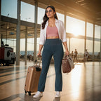 BlissClub Ultimate Flare Pants for Women Upto 54 ft | Ribbed Waistband, 4 Pockets | High Waist Trousers and Formal Pants for Of