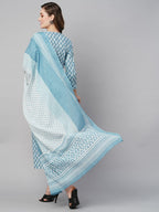 ANNI DESIGNER Women s Cotton Blend Kurta Set, Blue, XL