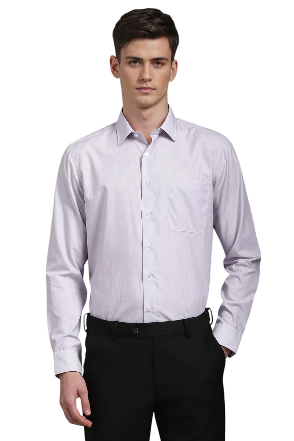 Louis Philippe Men Lilac Slim Fit Print Full Sleeves Formal Shirt