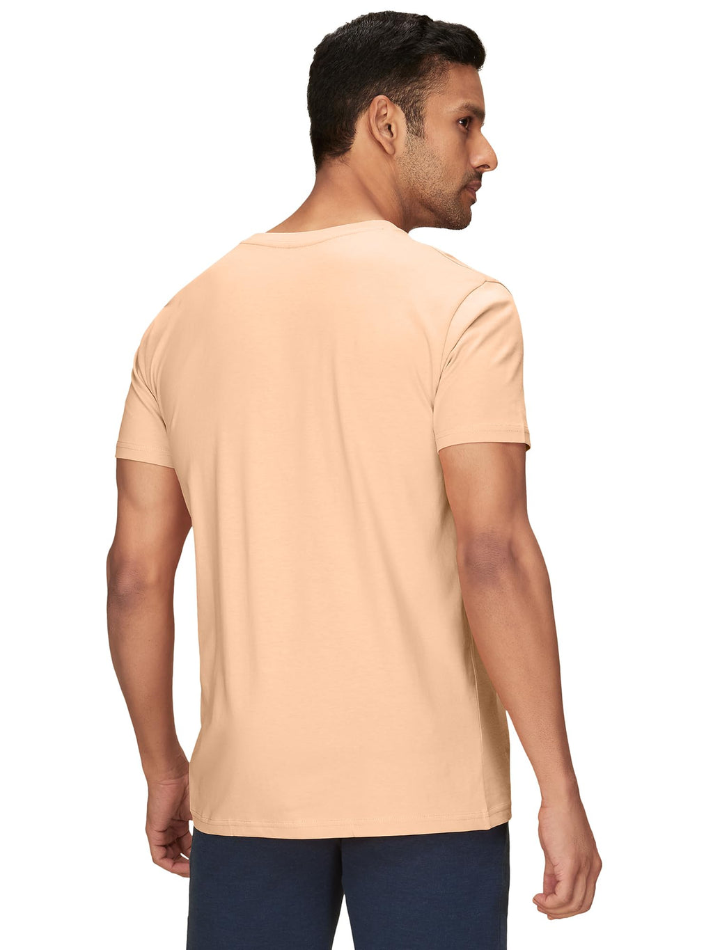 XYXX Mens Solid Regular Fit T-Shirt (XY_CR15_Tshirt_2_Pine Green+Peach Blush
