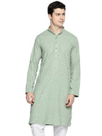 Jompers MenS Chikankari Embroidered And Sequence Kurtas (Pista, M)