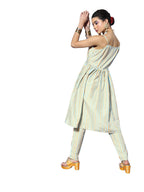 Ziyaa Women'S Pista Green Chinon A-Line Kurta And Pant Set(Zikuch3781Andpa)