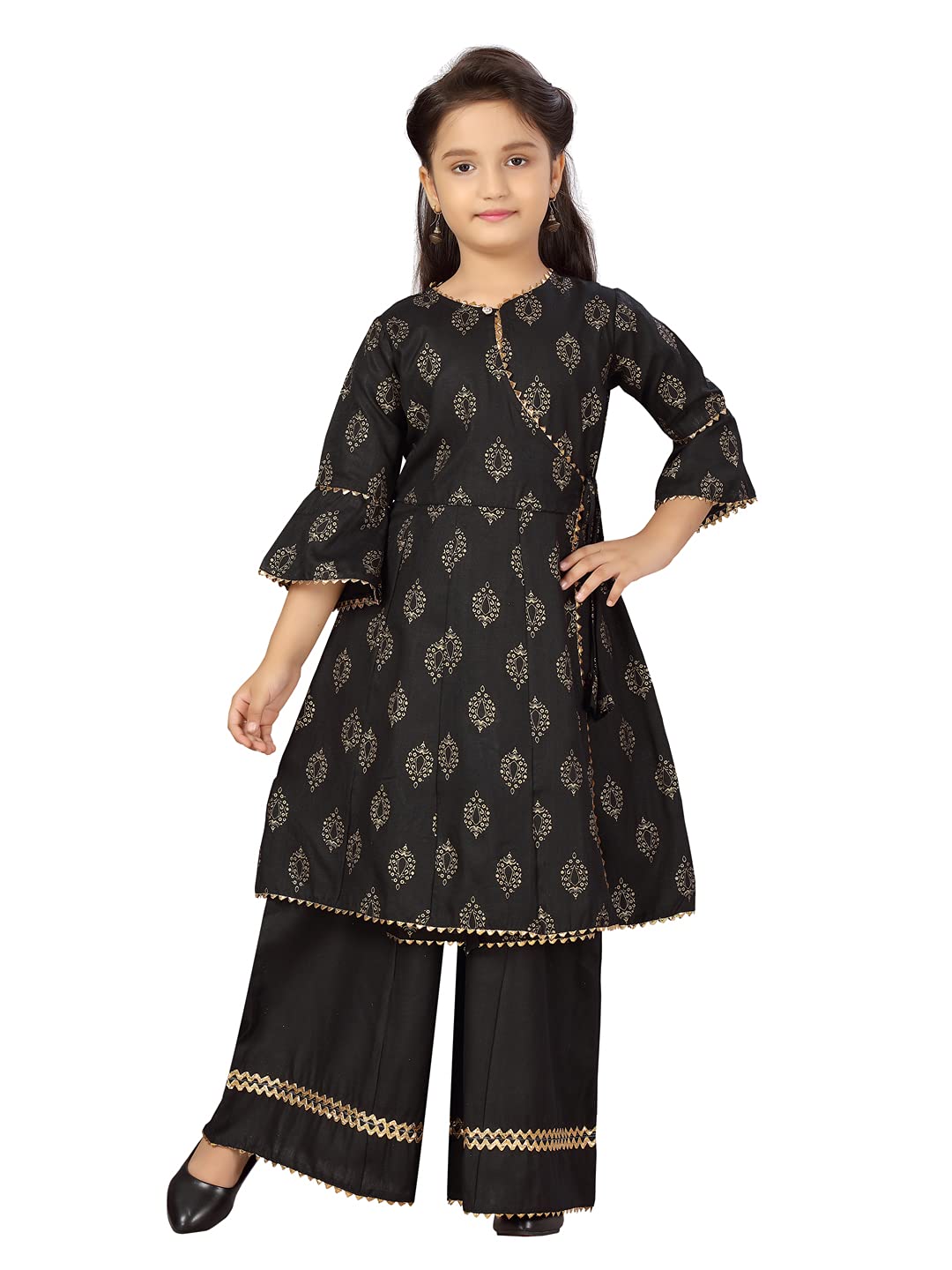 Aarika GirlS Cotton Kurti Palazzo Set (Jn_Pl-001_Black