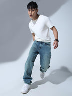 Hubberholme Men Blue Cotton Straight Fit Casual Jeans