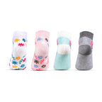Bonjour Designer Sports Cushioned/Terry Ankle Length Socks for Kids- Girls- Pack Of 4