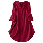 Gufrina Dresses For Women||Viscose Rayon Solid Button Front Shirt Dress For Women || Roll Tab Sleeve & Collared Neck Flared Dres