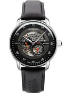 Zeppelin Captains Line Skeleton Leather Automatic 8664-2 86642 Mens Watch