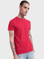 Bewakoof Mens Solid 100% Cotton T-Shirt - Regular Fit, Round Neck, Half Sleeves