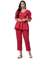 Stylum Womens Woven Design Cotton Co-Ord Set (CSRAMYAPINK34_Pink, XS)