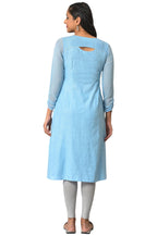 Aurelia Blue Foil Pattern Sequin Angrakha Kurta