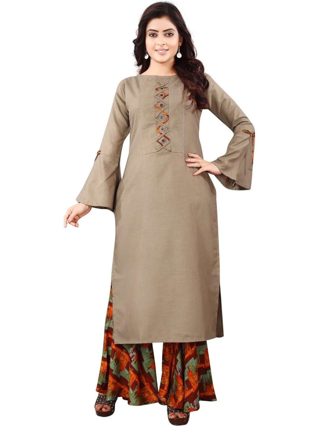 Leriya Fashion Women Cotton Blend Kurties Regular Fit Casual Fancy (Lf-K2166_Brown_Xxxl)