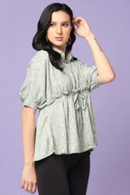 Leriya Fashion Tops For Women || Rayon Zig Zag Printed Tops For Women || Collared Neck || Casual Tops For Women || Front Plated