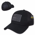 Embroidered Air Mesh Flex Caps,USA,Black