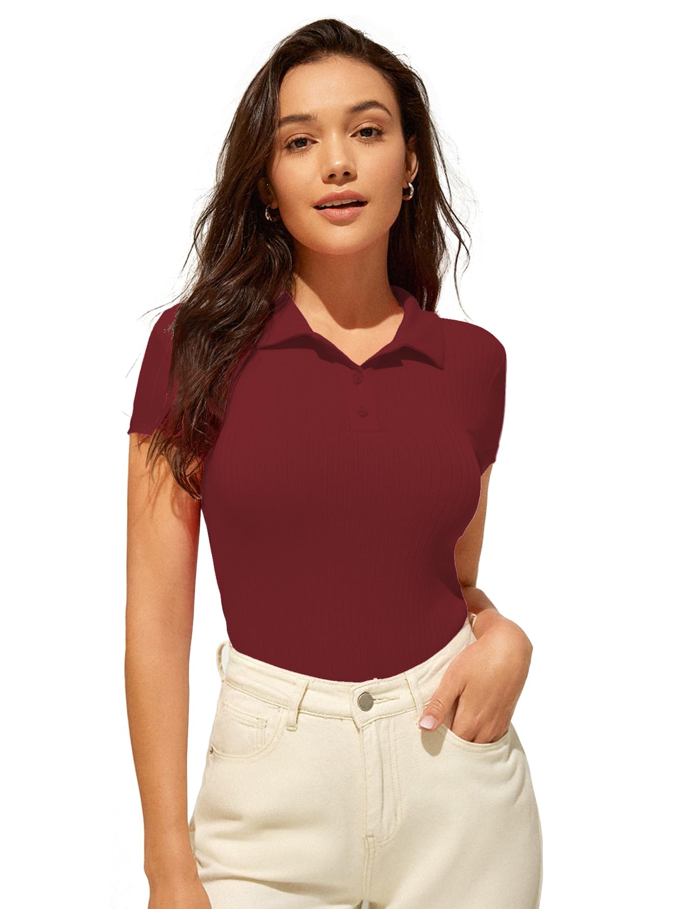Sugathari Womens & Girls Maroon Short Sleeve Top for Women Tops T-Shirts for Girls (TOP 44 Maroon S)