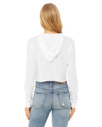 Ladies cropped Long Sleeve Hoodie T-Shirt - SOLID BLK TRBLND - S(D0102H7WE46)