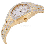 Bulova Men's Crystals Phantom Gold Tone Stainless Steel 3-Hand Quartz Watch, Cushion Shape Dial and Curved Mineral Crystal Style