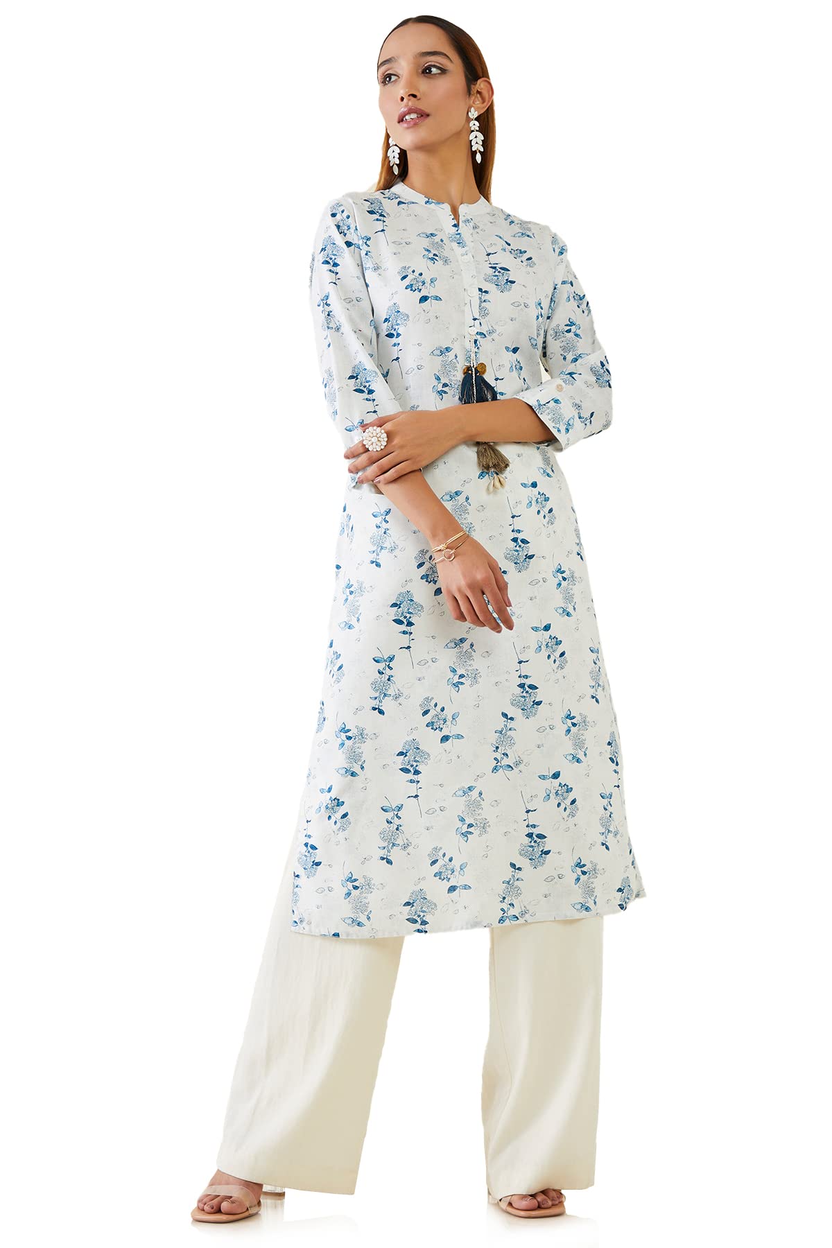 Soch Women Linen Floral Kurta