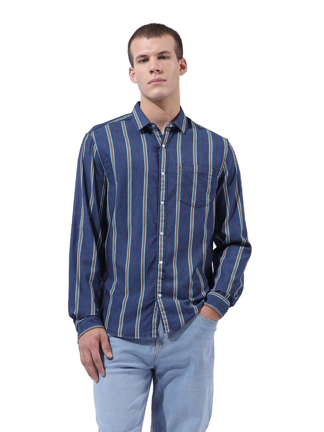 The Indian Garage Co Mens Striped Slim Fit Shirt