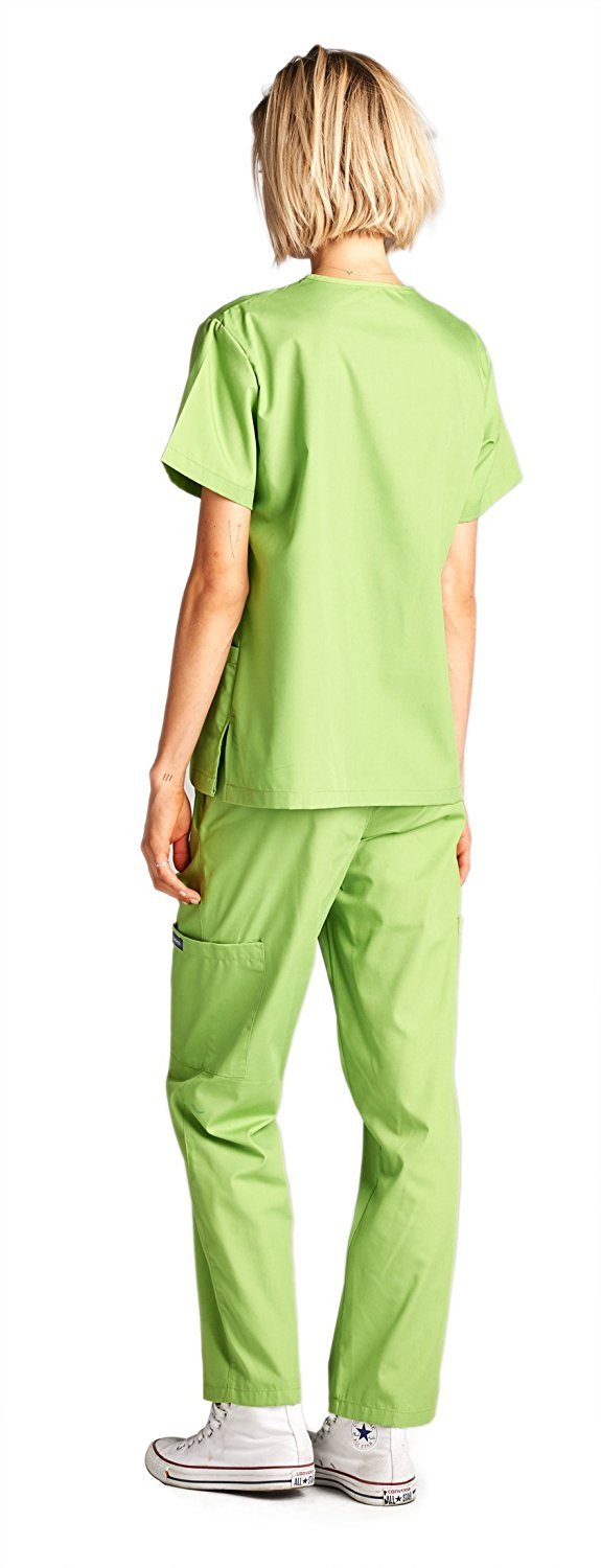 Dagacci Medical Uniform Womens Medical Scrub Set Shirt Top and Pant, Apple Green, Medium, Short Sleeve