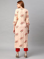 Gosriki Women'S Cotton Blend Traditional Straight Printed Kurta And Pant Set (Amd 22-Gs)