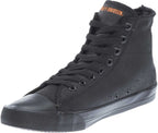 Harley-Davidson Men's Baxter Leather Motorcycle Casual Sneaker, Black/Orange, 8.5