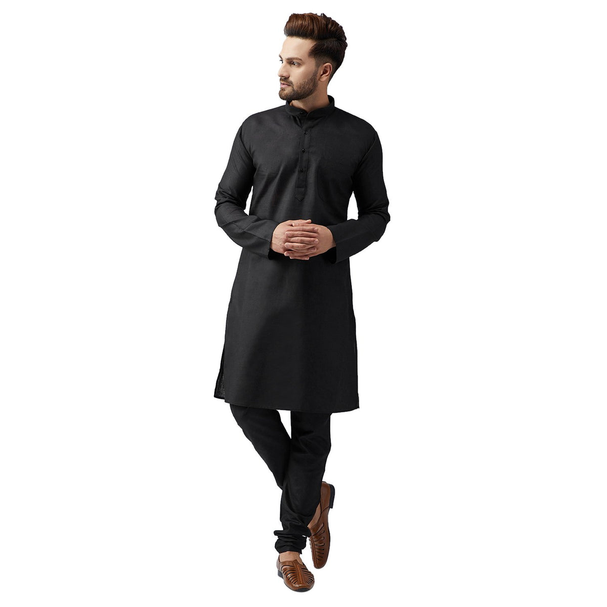 SOJANYA (Since 1958 Mens Black Cotton Kurta Churidar Pyjama Set Size XL