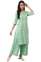 W For Woman Pistachio Green Mukaish Printed Kurta_22Auw18307-119291_M