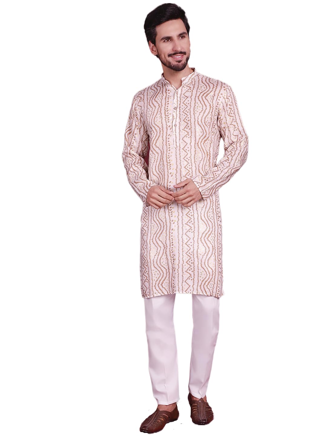 Jompers Mens Bandhani Printed Kurta Pyjama Set