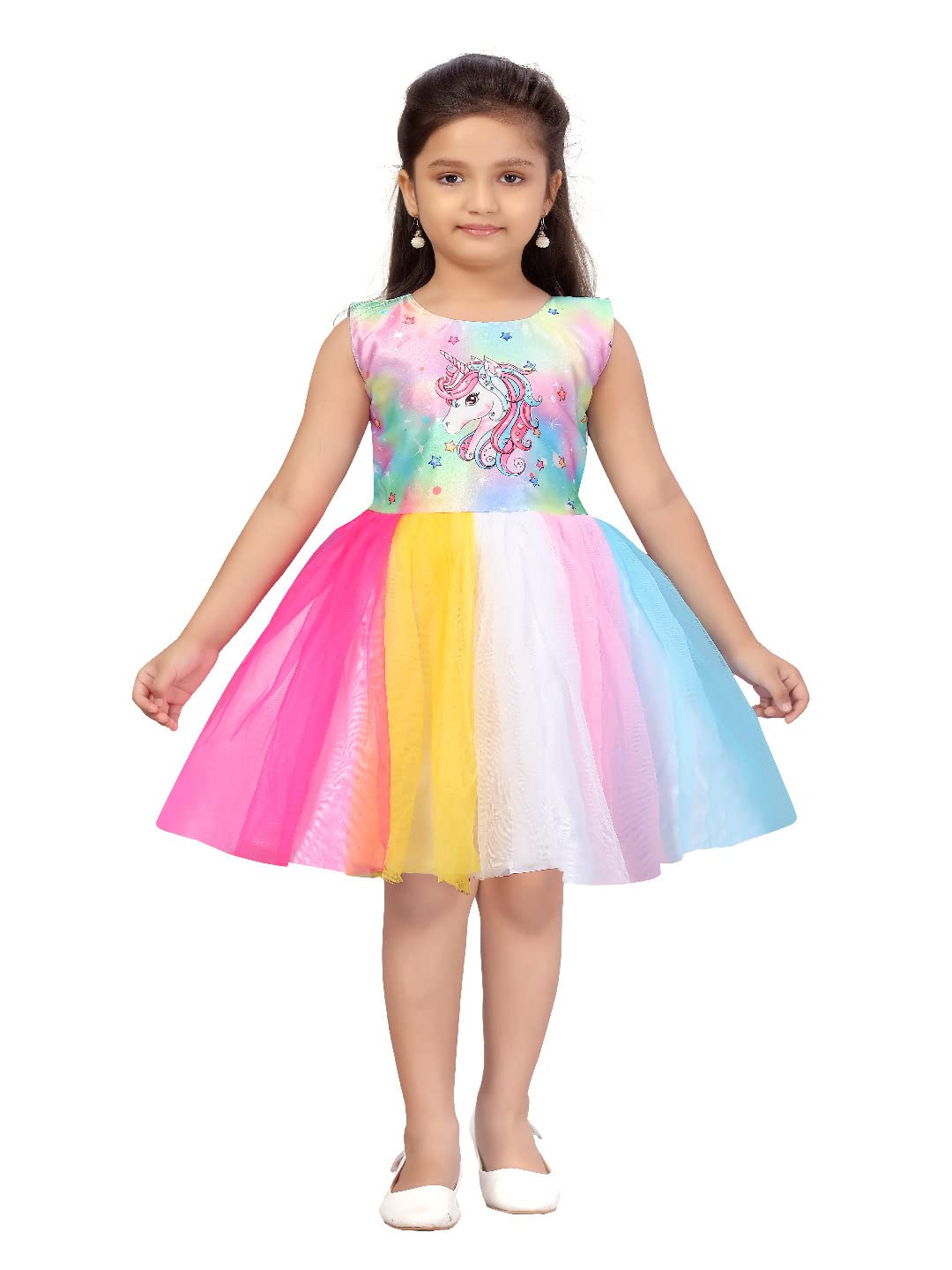 Aarika Girls Multi Color Self Design Frock (DFK-1614-PINK-18)