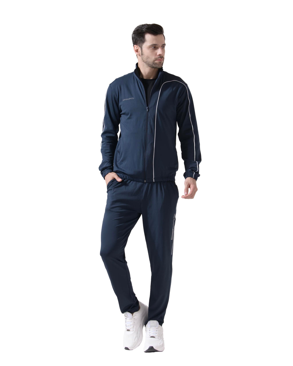 Off Limits MenS Gym Buddy Athletic Suit Tracksuits, Navy/White, L