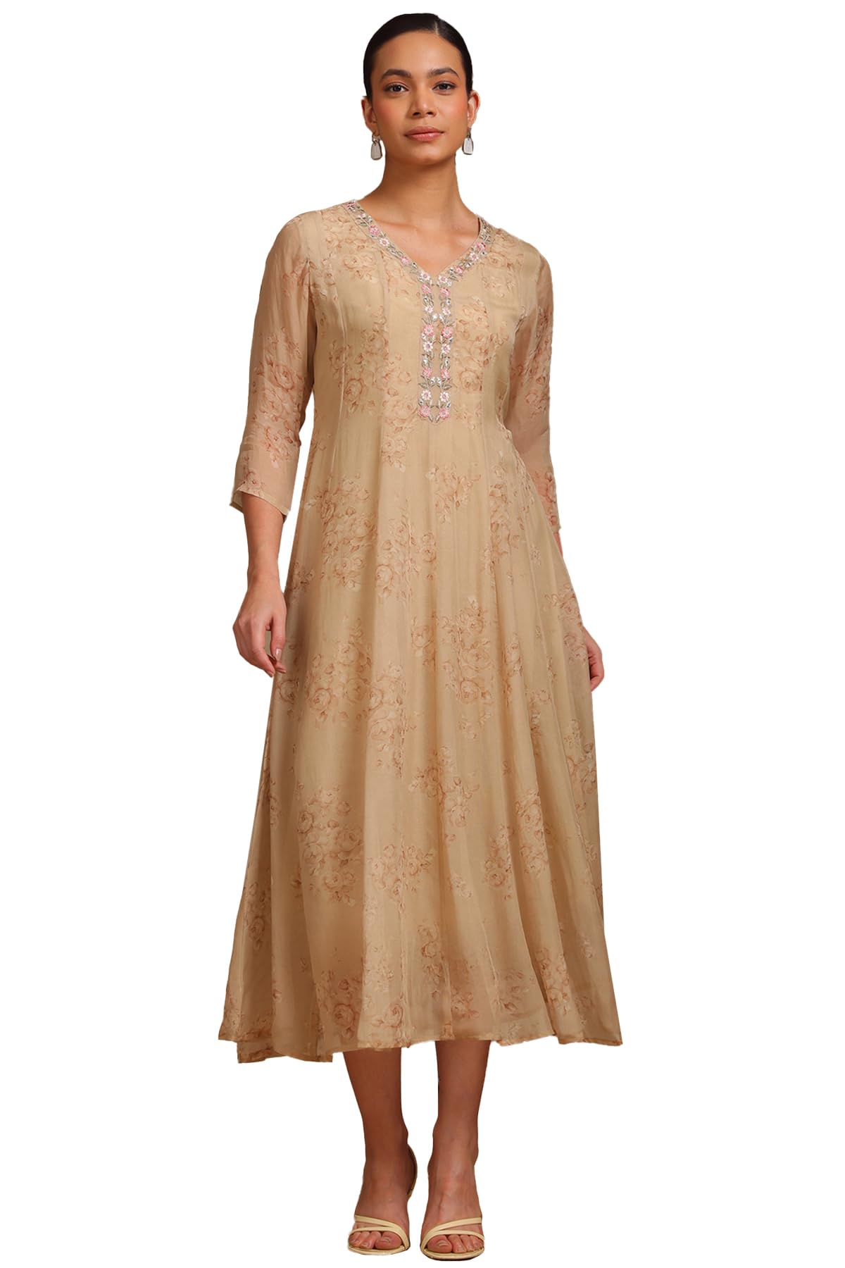 Soch Women Botanical Print Dress with Thread Work
