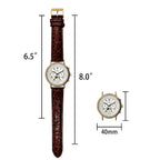 Peugeot Vintage Multi-Function Watch, Perpetual Calendar with Moon Phase, Brown Leather Band