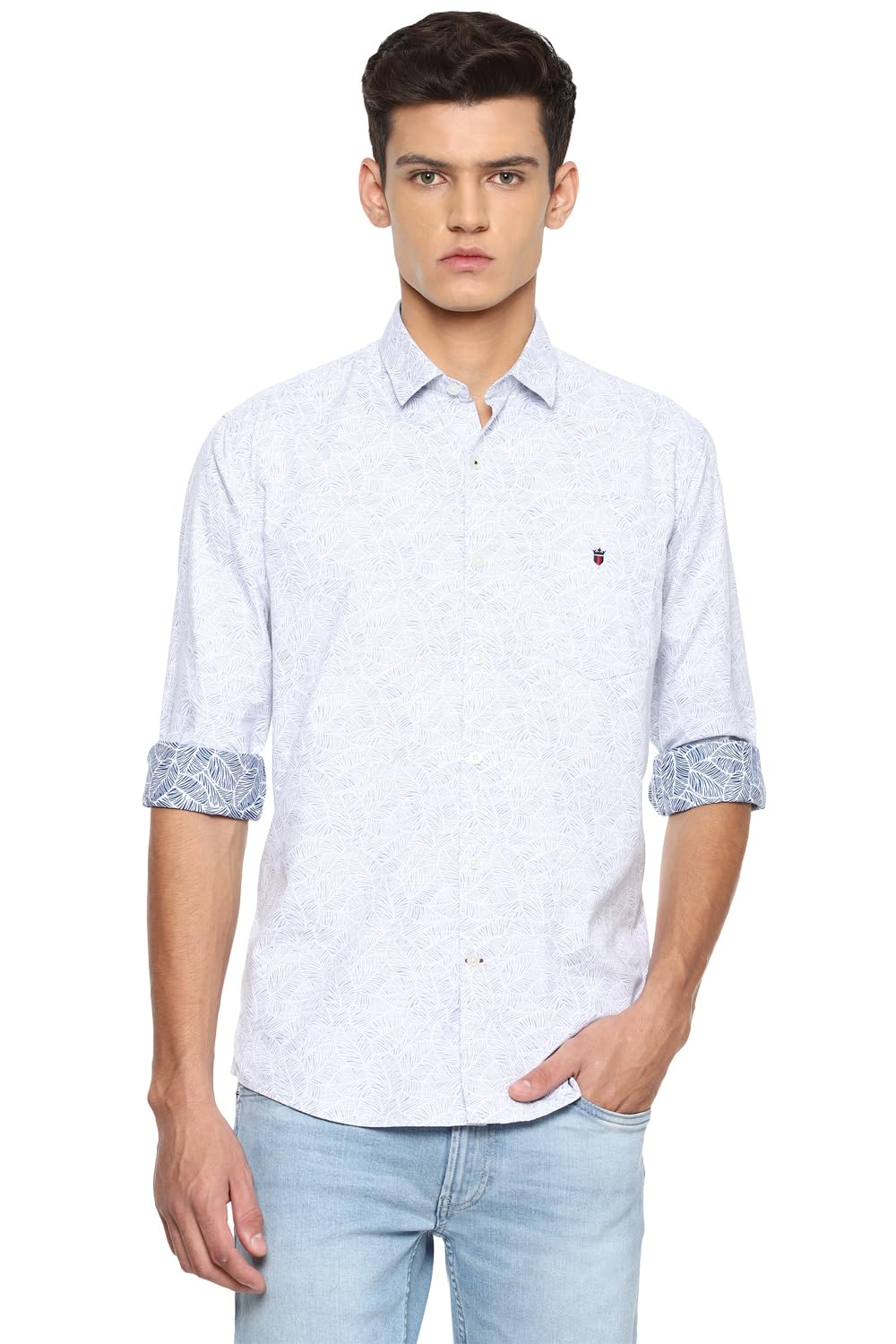 Louis Philippe MenS Cotton Animal Print Slim Fit Shirt (Lysfcslpl73462_White 39