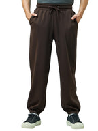 Bewakoof Mens Solid Super Loose Fit Cotton Blend Mid Rise Joggers_ 617457 Brown M