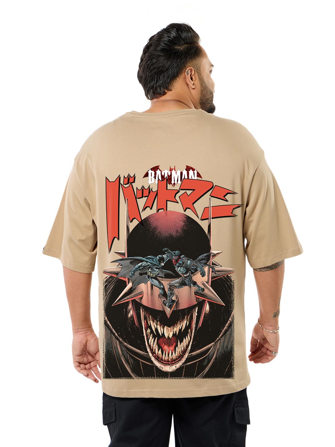 Bewakoof Official DC Merchandise Joker Mens Graphic Printed Oversized Fit Half Sleeve Round Neck Cotton Jersey Plus Size T-Shir