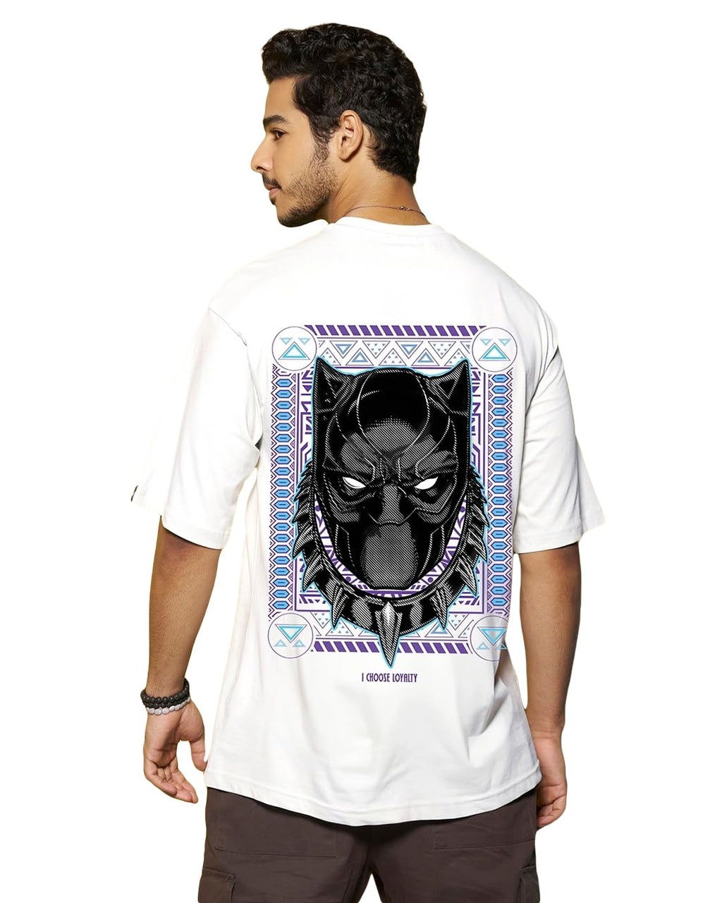 Bewakoof Men Cotton Oversized Fit T-Shirt 1179020 White Medium