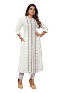rangita Off White Rayon Calf Length Printed A-Line Kurti | Kurta for Women_S