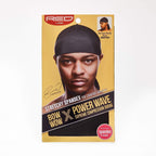 KISS Red Bow Wow X Powerwave Supreme Compression Durag, Stretchy Spandex for Comfort Wearing (Black)