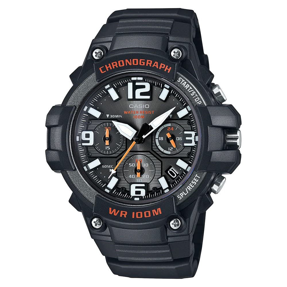 Casio Men's MCW100H Heavy Duty Design Watch, Black/Orange