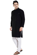 DIVISIVE Mens Sequince Embroidered Cotton Blend Only Slim Fit Kurta (DKRT15_M_Black)