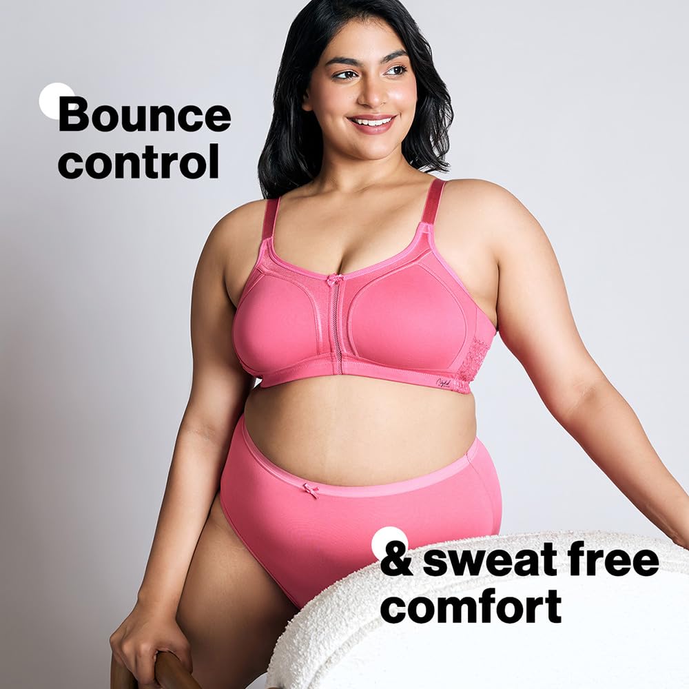 NYKD (NYB101 Cotton Non Padded & Non Wired Everyday Bra for Women | M-Frame Structure for Bounce Control with Full Coverage & Su