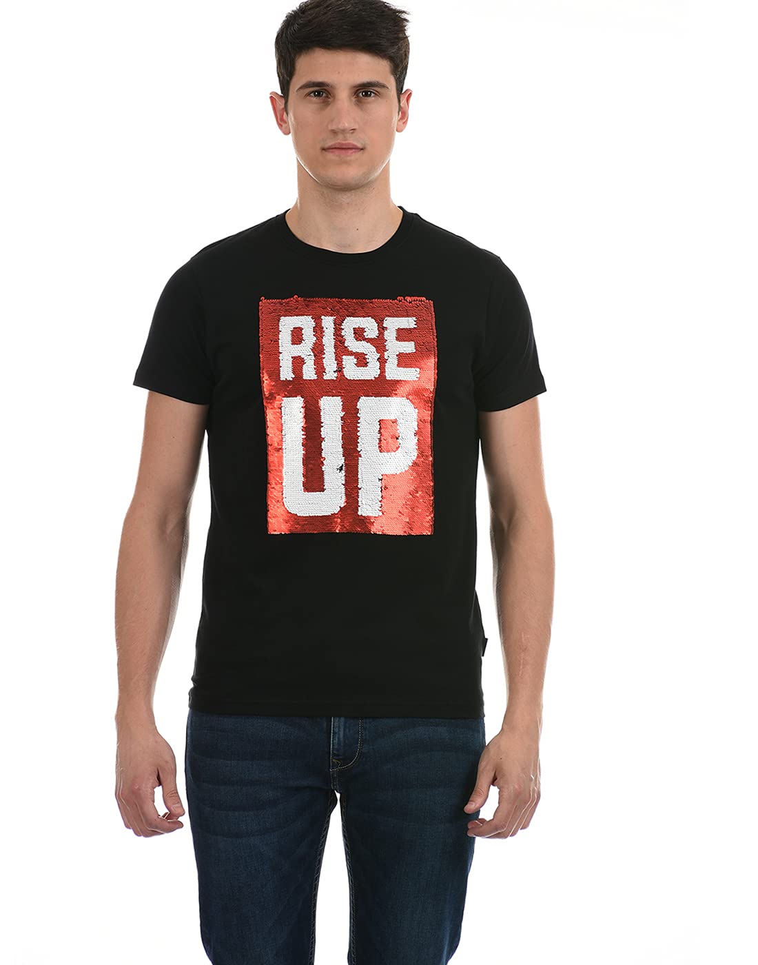 Pepe Jeans Men Solid Slim Fit T-Shirt(Pm507707_Black_S)