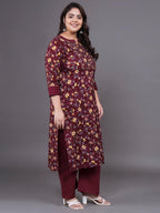 Tissu WomenS Plus Size Navy Blue Printed Pure Cotton Kurta Palazzo With Dupatta