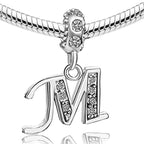 JMQJewelry M Initials Letter M Birthstone April White Alphabet Dangle Mother Daughter Graduation Love Womens Bead Charms for Bra