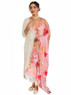 Naixa WomenS Off White Rayon With Inner Embroidered Straight Kurta With Rayon Pant And Silk Chiffon Laced Dupatta Sets (Nx-626-
