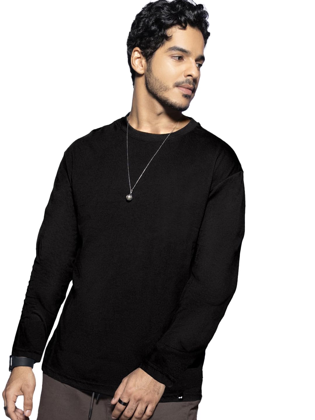 Bewakoof Mens Solid Regular Fit Full Sleeve Round Neck Cotton T-Shirt